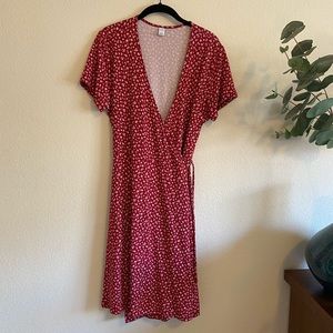 Old Navy Red Floral Wrap Minidress